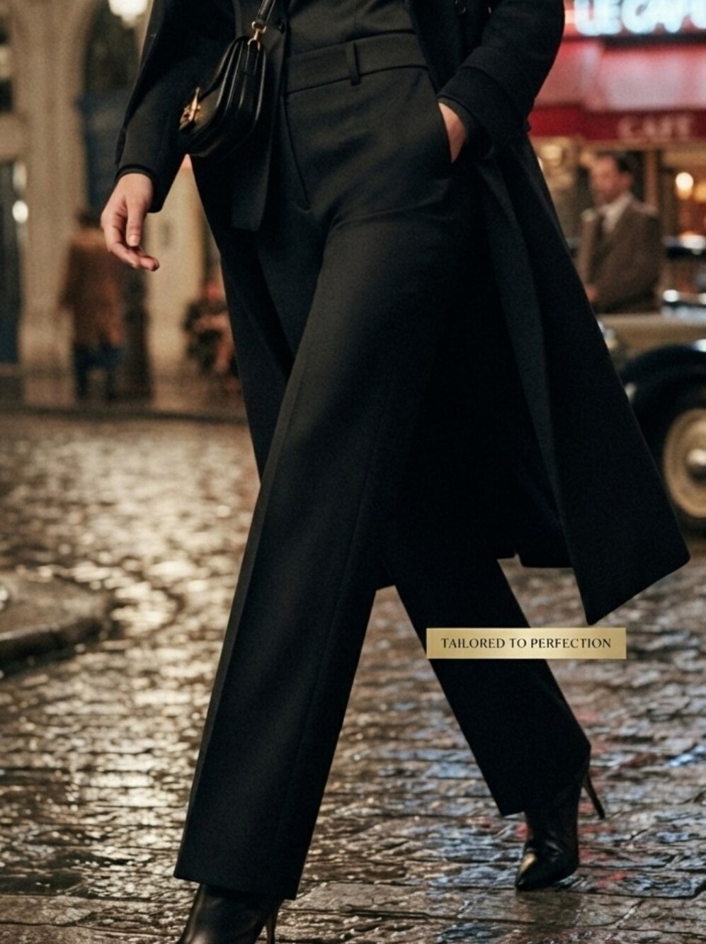 MaxMara Black Tailored Wool Blend Pants 39 Wide Leg